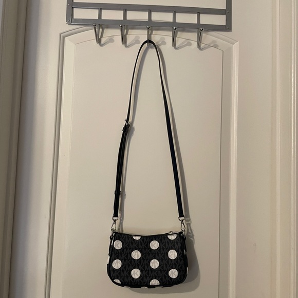 Michael Kors Carmela Navy and White Polka Dot and Signature Logo Crossbody Bag - Picture 5 of 5